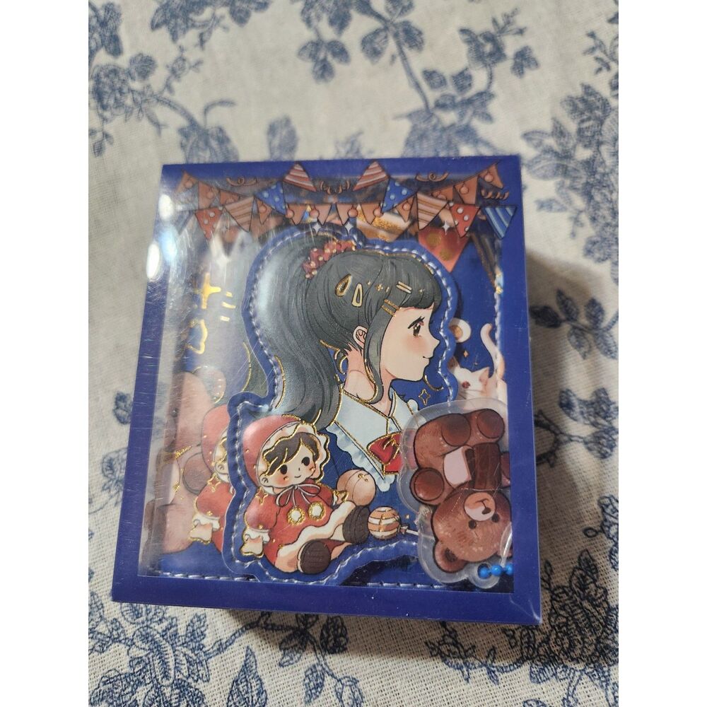 Mini Notebook Kawaii Girl Character Blue Bear Keychain Journal A7